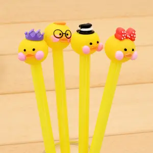 Pluma de gel de pato amarillo pequeño de dibujos animados