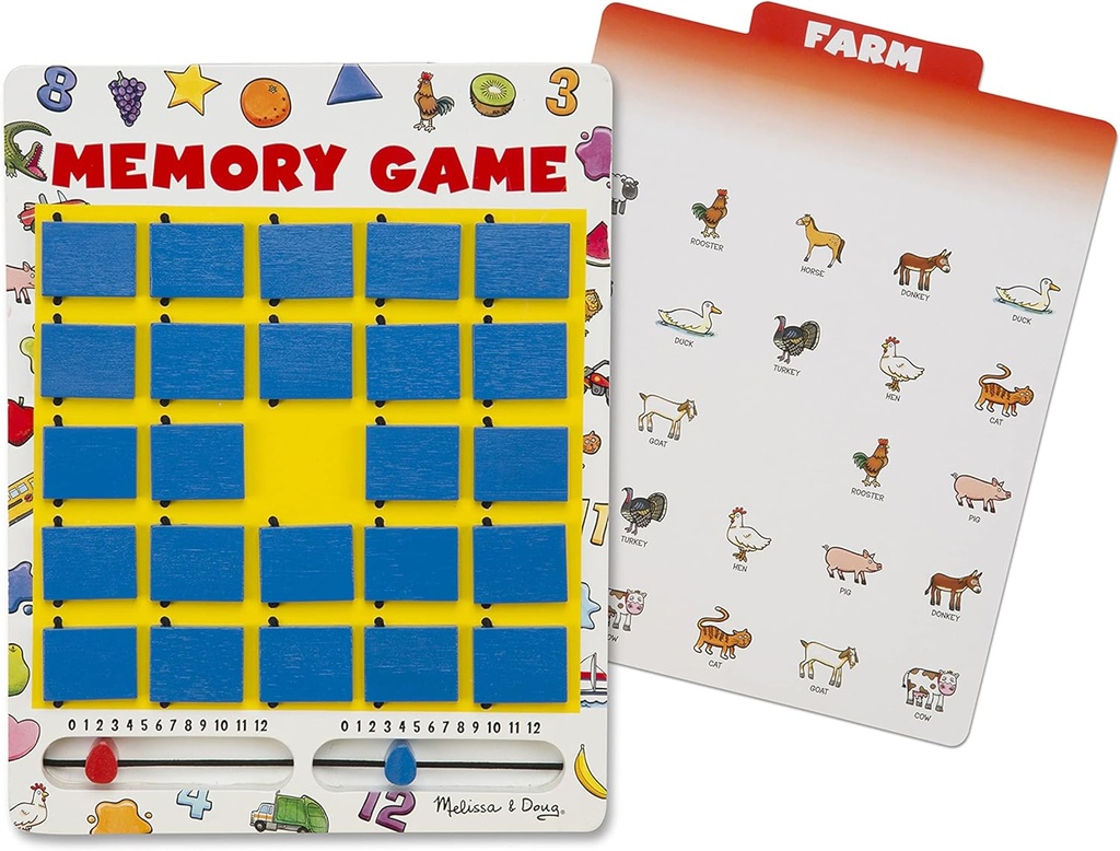 Juego de memoria, juego de mesa de madera, 7 tarjetas de doble cara - Melissa & Doug Flip