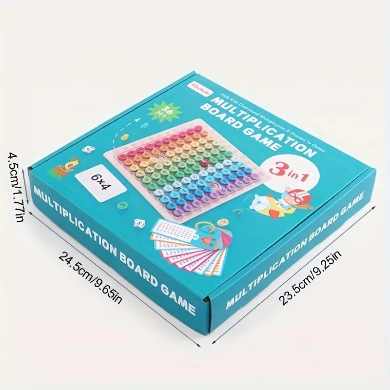 Juego de mesa de multiplicación de madera 3-en-1 de 9x Nueve para dos jugadores