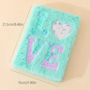 [C 56] Cuaderno De Felpa LOVE De Lentejuelas Verdes,…
