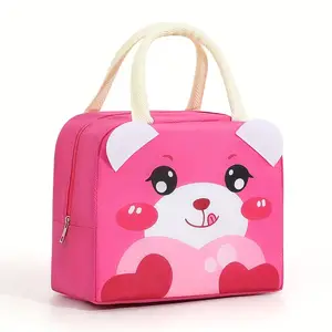 [C 112] Linda Bolsa de almuerzo con aislamiento, crema con diseño de panda