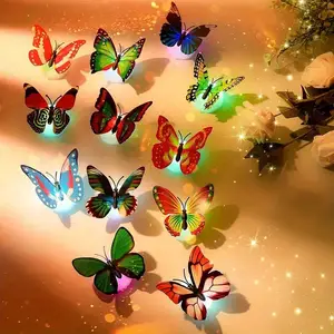 [C 124] 3D Mariposa Luz Nocturna Multicolor - Pegatinas De Pared Decorativas