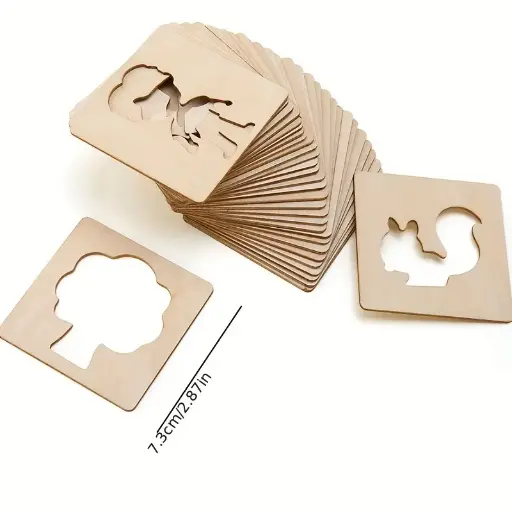 [C 164] Kit de 20 plantillas de dibujo de madera, 20 formas reutilizables